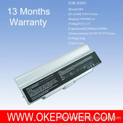 Laptop Battery For Sony Vgn-N Series 8800mah/98wh